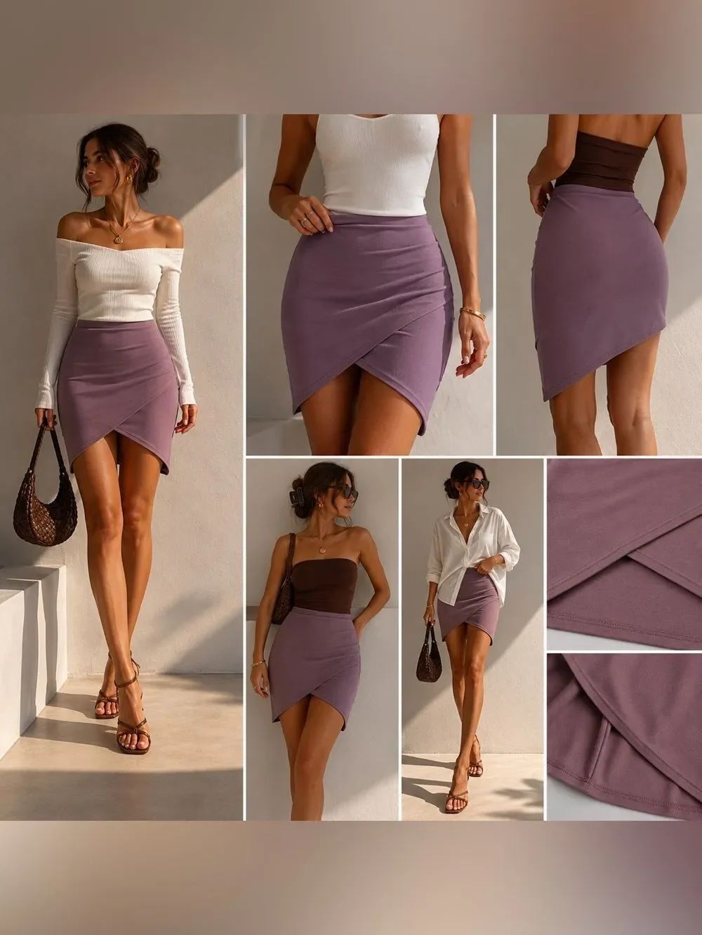 Charlotte Russe Light Purple Wrap Asymetric Skirt Size M